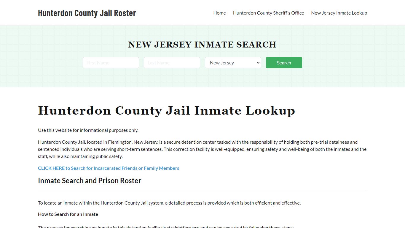 Hunterdon County Jail Roster Lookup, NJ, Inmate Search