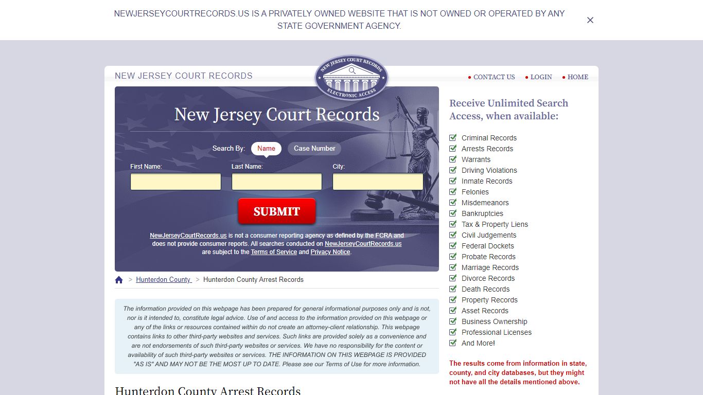 Hunterdon County Arrest Records | NewJerseyCourtRecords.us